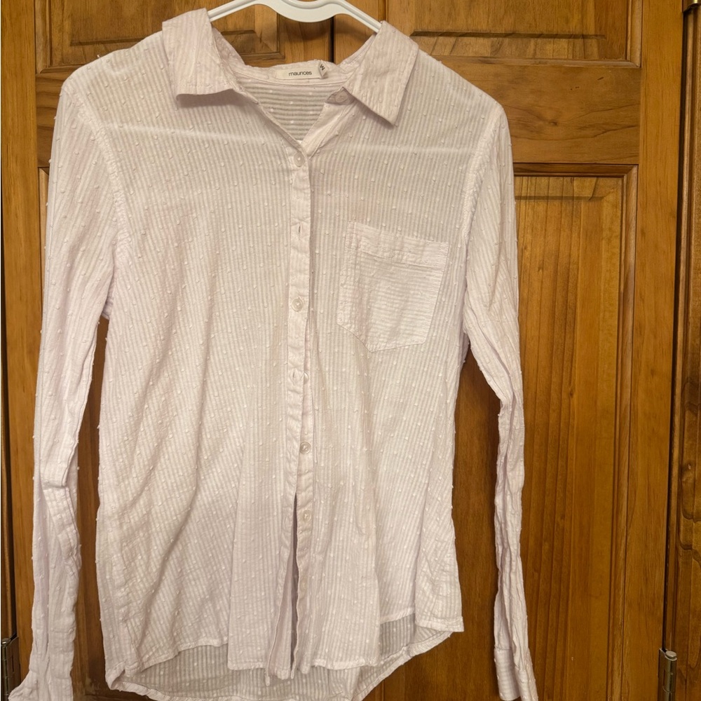White Sheer Textured Button-Up Shirt